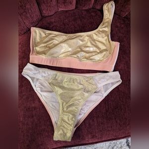 Hollie Watman gold bikini, small, mesh details
